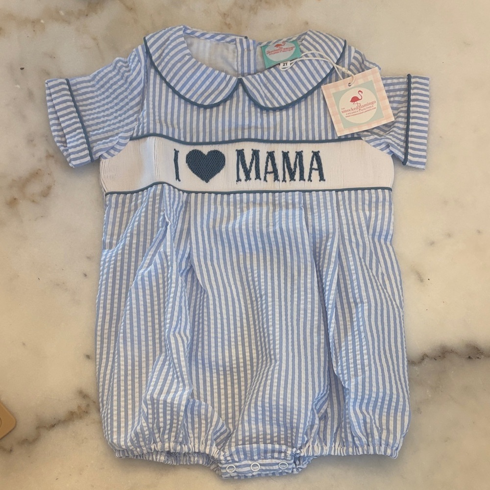 Smocked “I love mama” Onesie